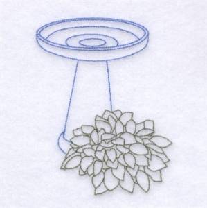 Picture of Birdbath and Hosta Outlines Machine Embroidery Design