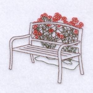 Picture of Rose Bench Outlines Machine Embroidery Design