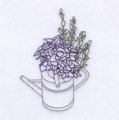 Watering Can Flower Oultines Machine Embroidery Design