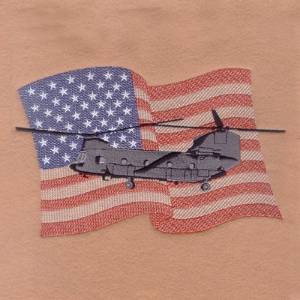 Picture of Dual Rotary Helicopter with Flag Machine Embroidery Design