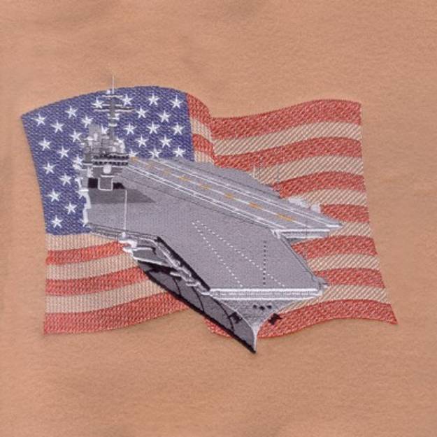 Picture of Aircraft Carrier with Flag Machine Embroidery Design