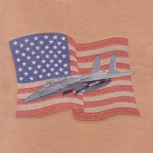 Picture of Strike Fighter with Flag Machine Embroidery Design