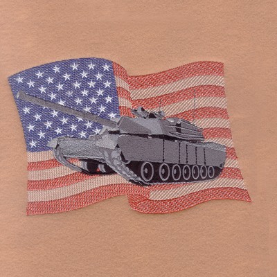 Tank with Flag Machine Embroidery Design