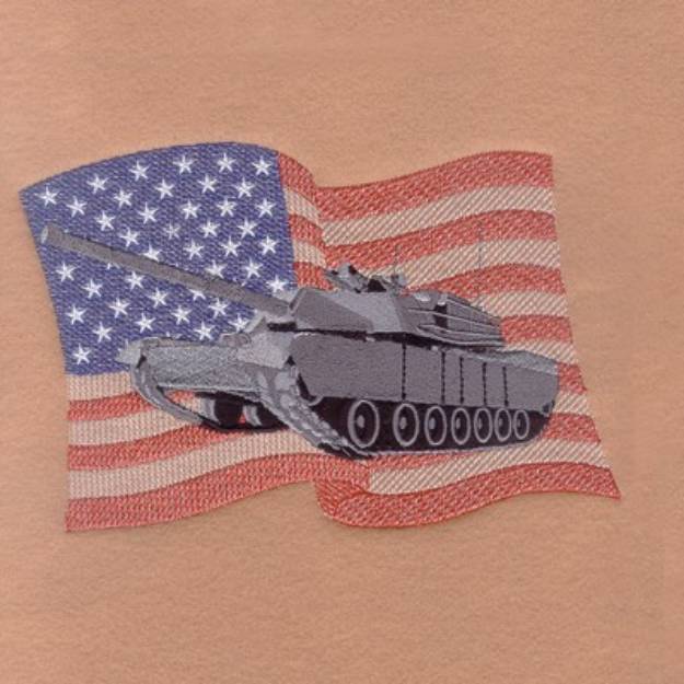Picture of Tank with Flag Machine Embroidery Design
