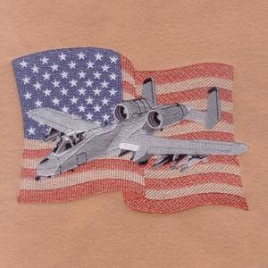Picture of Straight Wing Jet with Flag Machine Embroidery Design