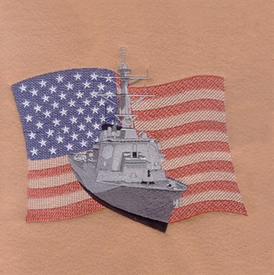 Destroyer with Flag Machine Embroidery Design