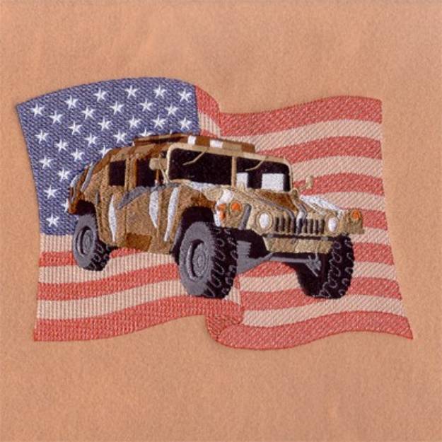 Picture of Humvee with Flag Machine Embroidery Design