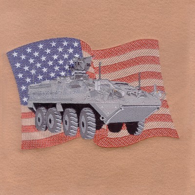 Armored Combat Vehicle with Flag Machine Embroidery Design