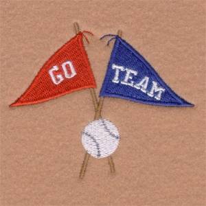 Picture of Baseball Go Team Flags Machine Embroidery Design