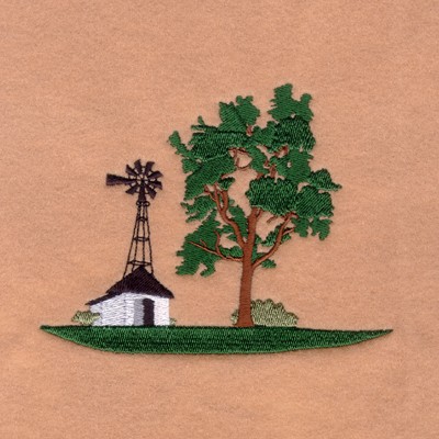 Windmill Farm Scenery Machine Embroidery Design
