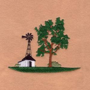 Picture of Windmill Farm Scenery Machine Embroidery Design