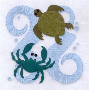 Picture of Turtle Crab Square Machine Embroidery Design