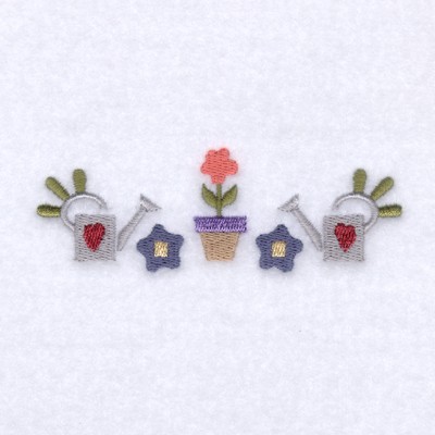 Flower Pot Folk Line Machine Embroidery Design