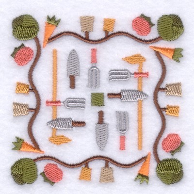 Garden Folk Square Machine Embroidery Design