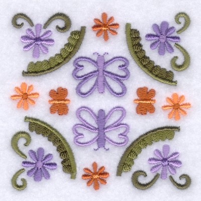 Butterfly Folk Square Machine Embroidery Design