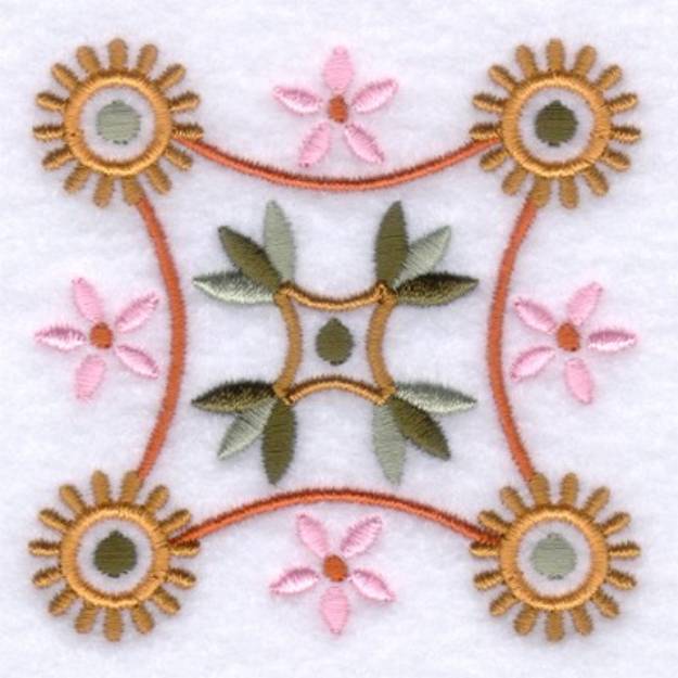 Picture of Floral Folk Square Machine Embroidery Design