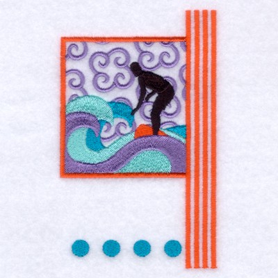 Surfer Scene Machine Embroidery Design