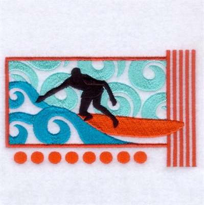 Surfer Riding Waves Machine Embroidery Design