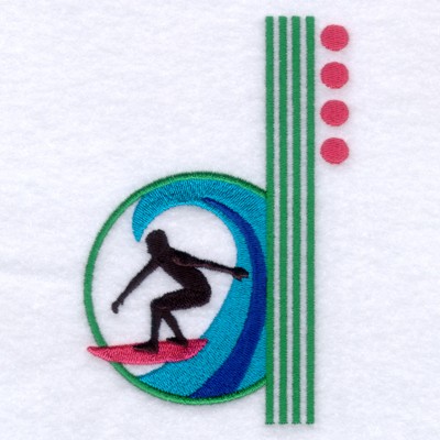 Wave Riding Surfer Machine Embroidery Design