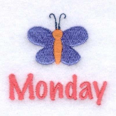 Girls Monday Butterfly Machine Embroidery Design