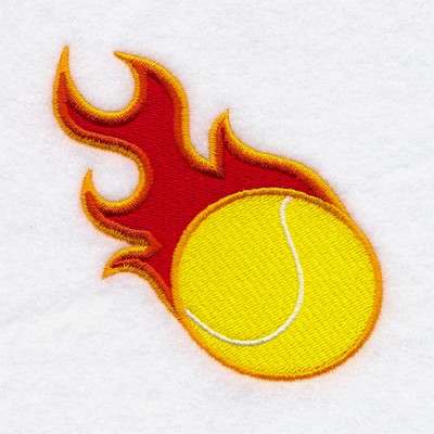 Flaming Tennis Ball Machine Embroidery Design