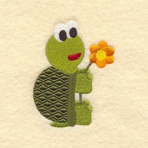 Picture of Turtle with Flower Machine Embroidery Design