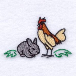 Picture of Rabbit and Rooster Machine Embroidery Design