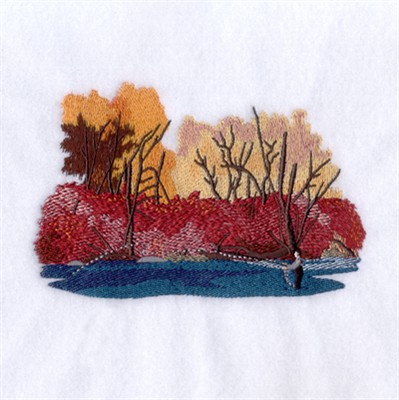 Fall Fly Fishing Machine Embroidery Design