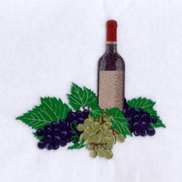 Picture of Wine With Grapes Machine Embroidery Design