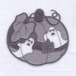 Picture of Ghost Pumpkin Toile Machine Embroidery Design