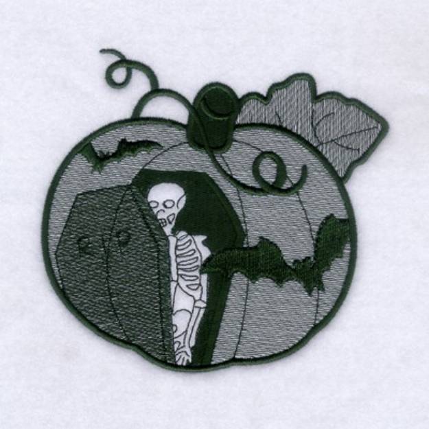 Picture of Skeleton Pumpkin Toile Machine Embroidery Design