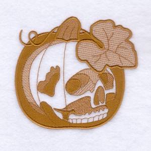 Picture of Skull Pumpkin Toile Machine Embroidery Design