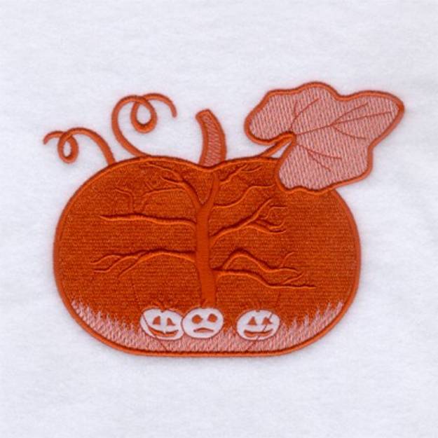 Picture of Tree Pumpkin Toile Machine Embroidery Design