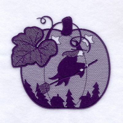 Witch Pumpkin Toile Machine Embroidery Design