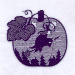 Picture of Witch Pumpkin Toile Machine Embroidery Design