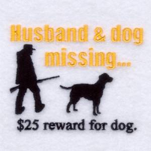 Picture of Husband and Dog Missing Machine Embroidery Design
