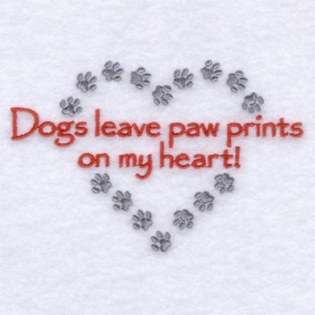 Picture of Dog Prints On My Heart Machine Embroidery Design