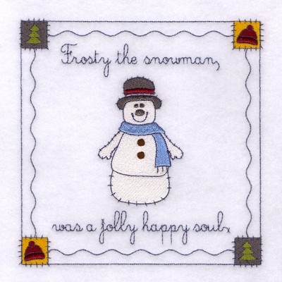Snowman Square #2 Machine Embroidery Design