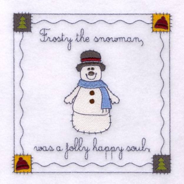 Picture of Snowman Square #2 Machine Embroidery Design