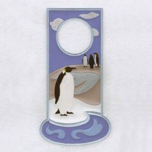 Picture of Penguins Door Hanger Machine Embroidery Design