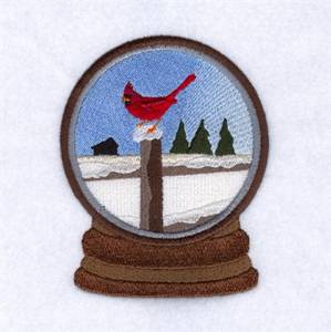 Picture of Cardinal On Fence Globe Machine Embroidery Design