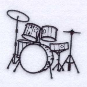 Picture of Drum Set Outline Machine Embroidery Design