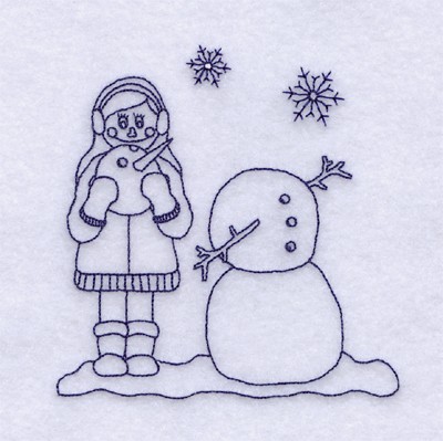 Stacy Building Snowman Machine Embroidery Design