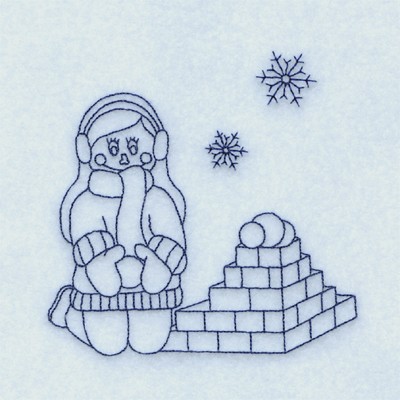 Stacy Building Igloos Machine Embroidery Design