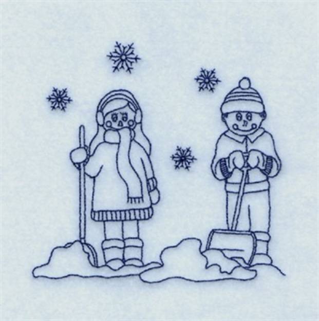 Picture of Stacy & Ryan Shoveling Machine Embroidery Design