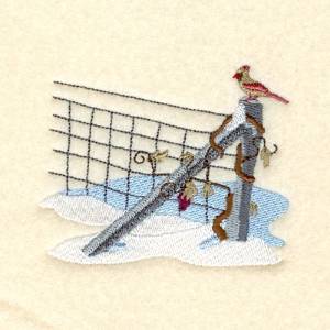 Picture of Cardinal On Fence Machine Embroidery Design