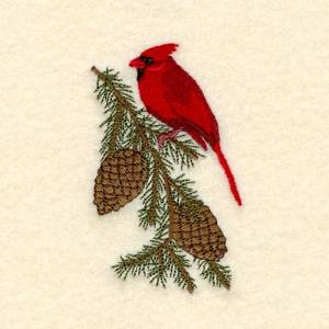 Picture of Cardinal On Pine Branch Machine Embroidery Design