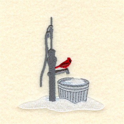 Cardinal On Water Pump Machine Embroidery Design