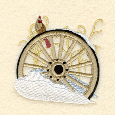 Cardinal On Wheel Machine Embroidery Design