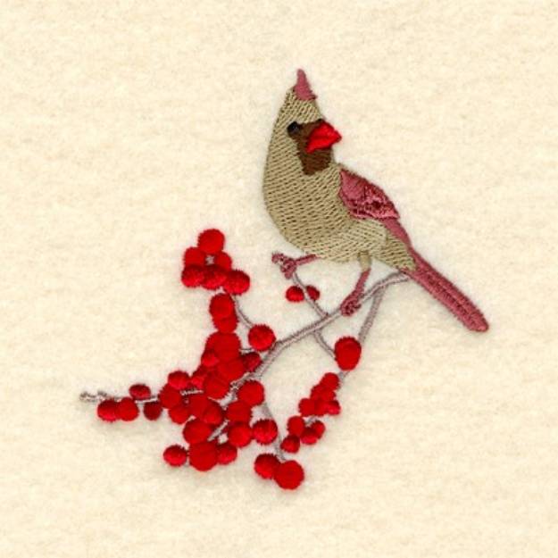 Picture of Cardinal and Winterberries Machine Embroidery Design